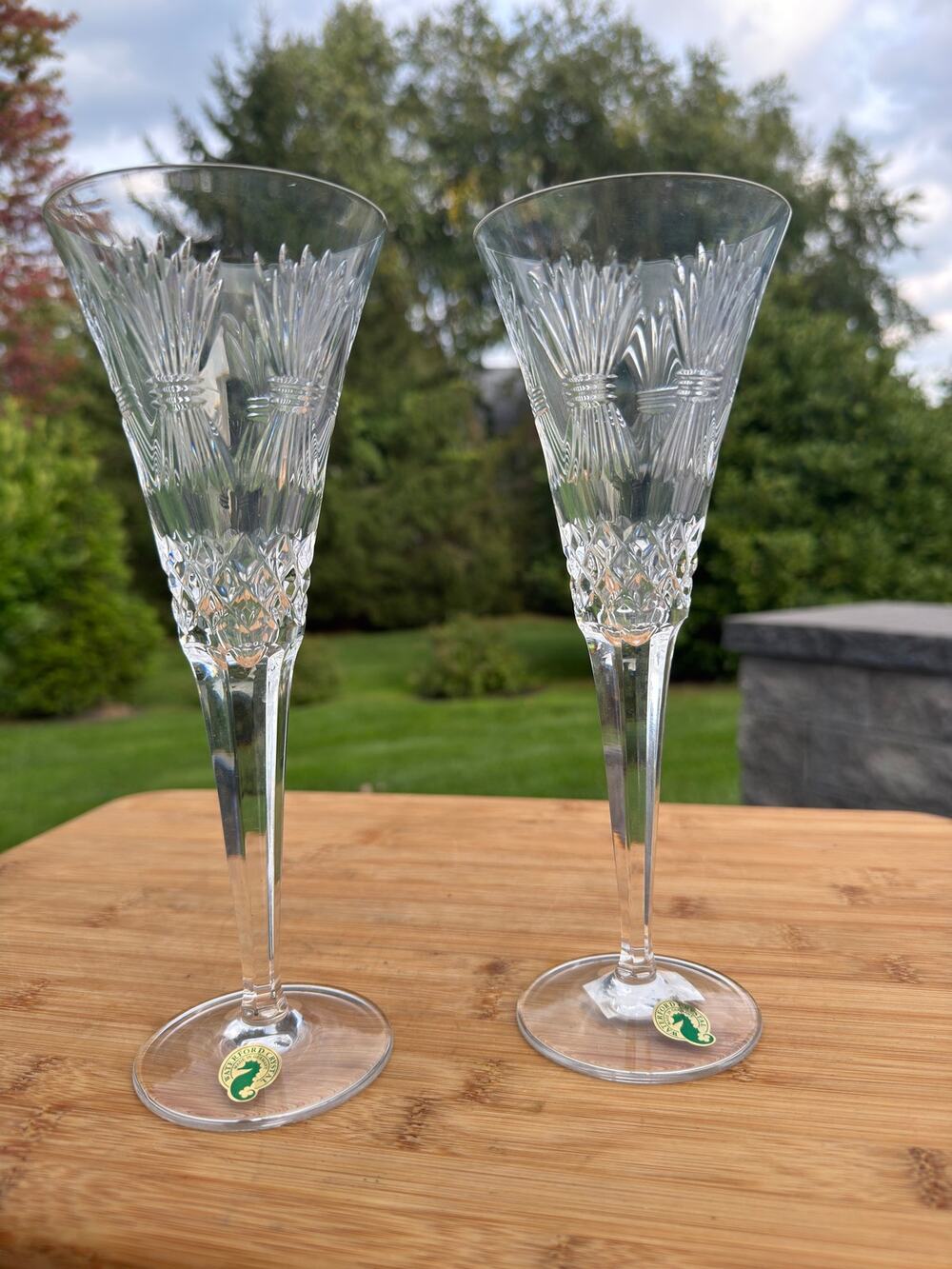 Waterford Crystal Millennium Collection Prosperity Toasting Champagne Flutes~2